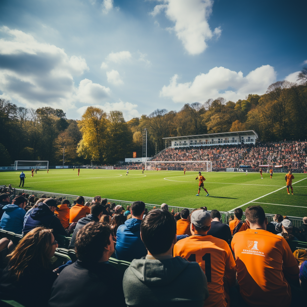 Football match in orange and white jerseys