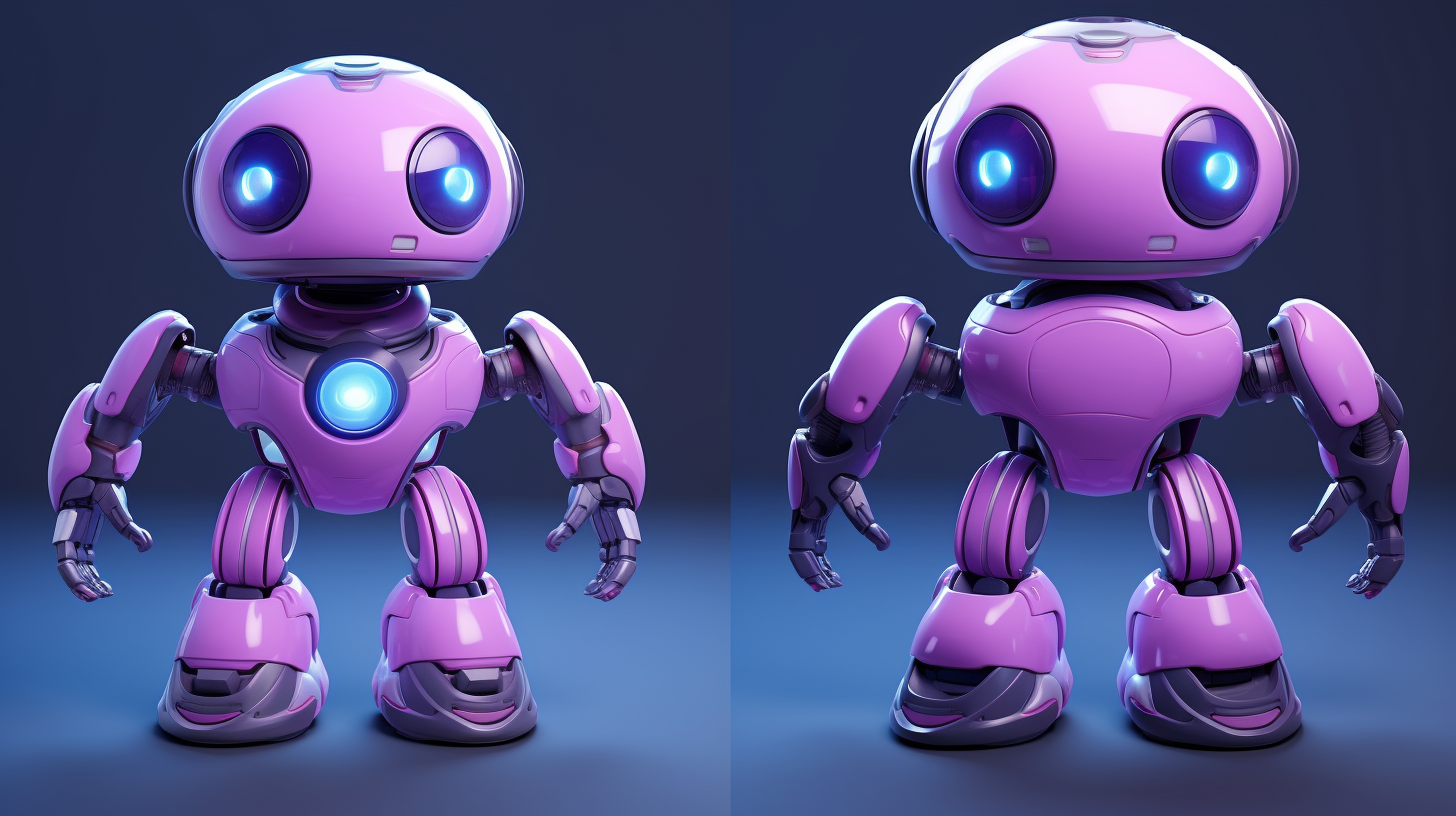 Friendly service robot in light-purple colors