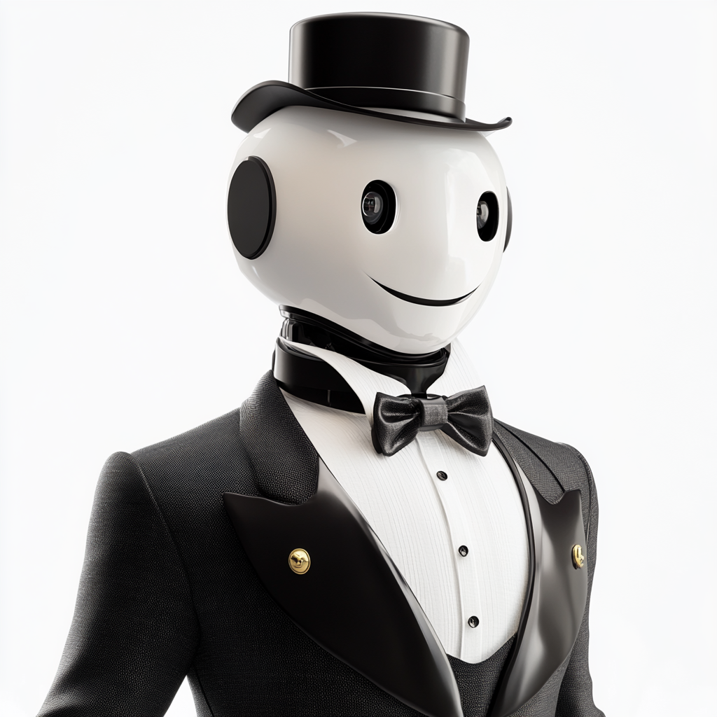 Friendly smiling robot butler image