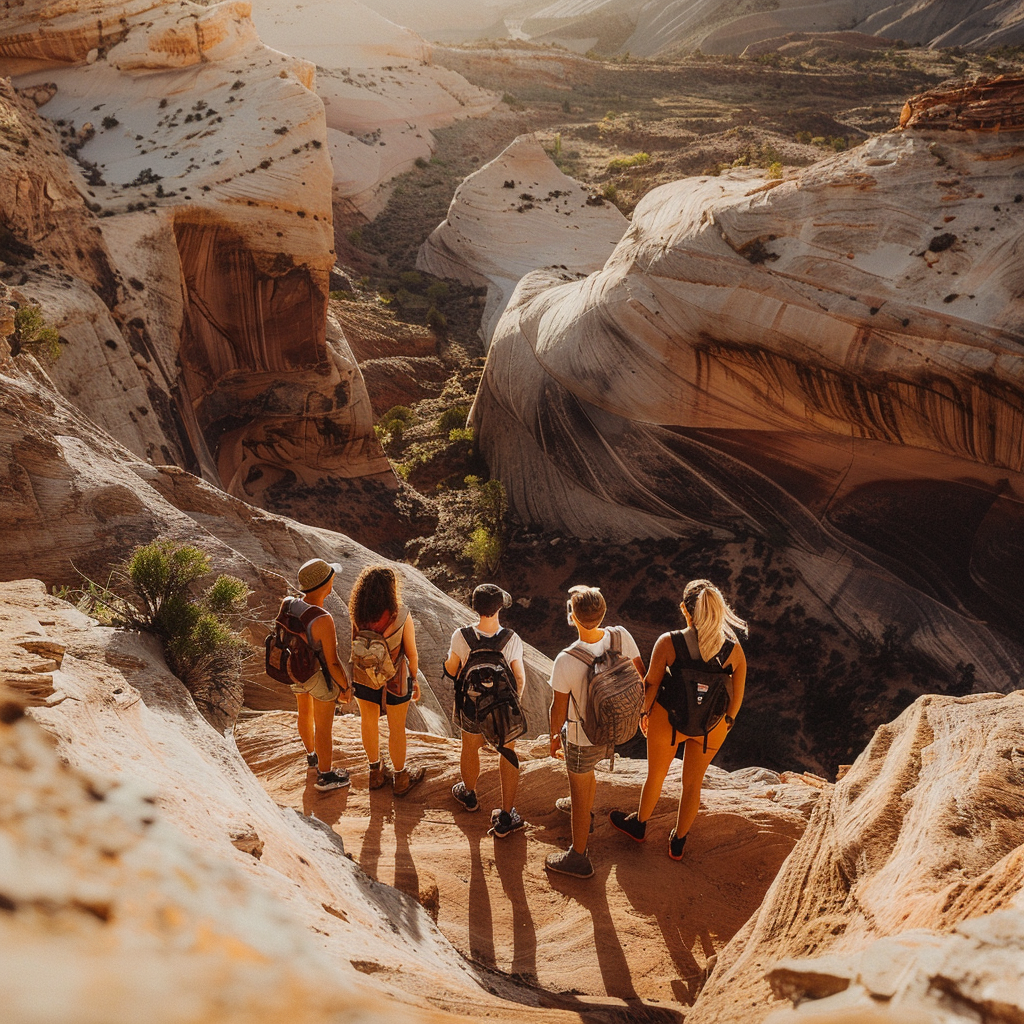 Group of friends hiking adventure