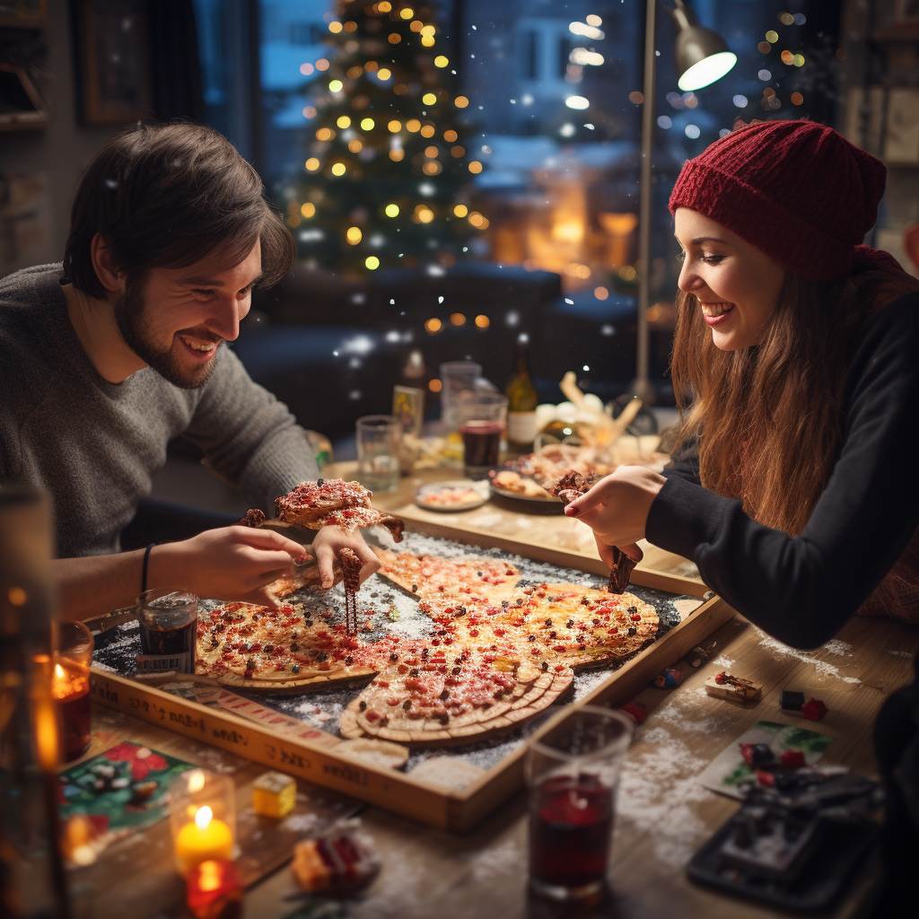 Friends playing board game in apartment