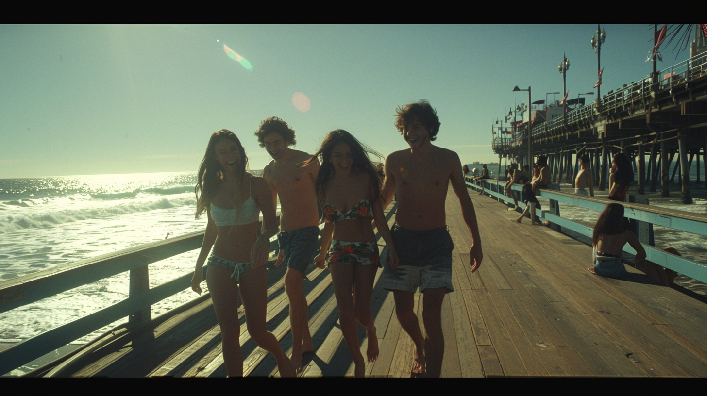 Group of friends at Santa Monica Pier