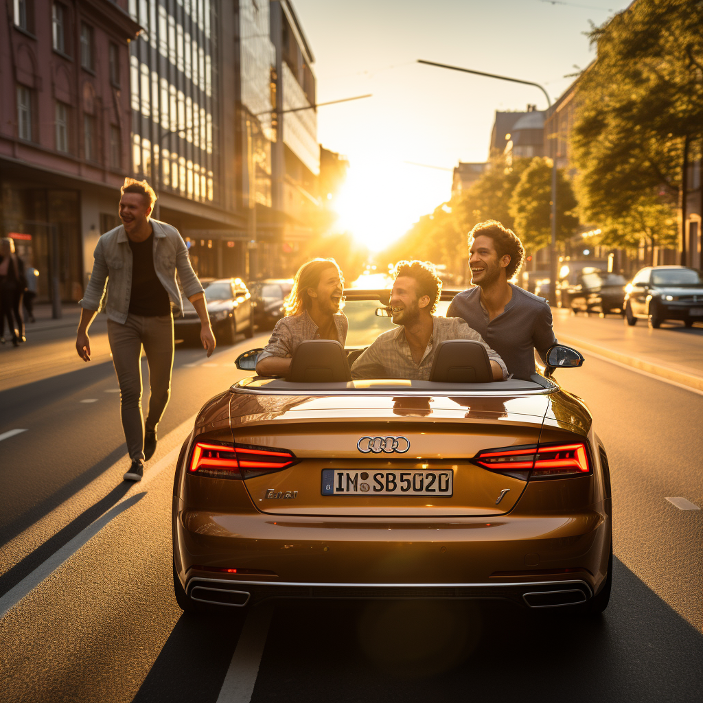 Happy friends enjoying a drive