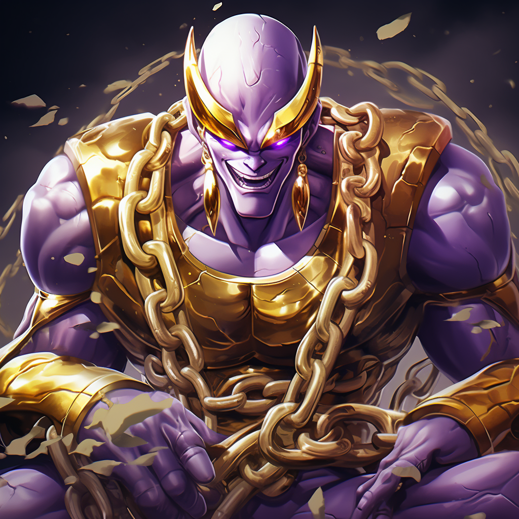 Frieza wearing gold chains in anime style