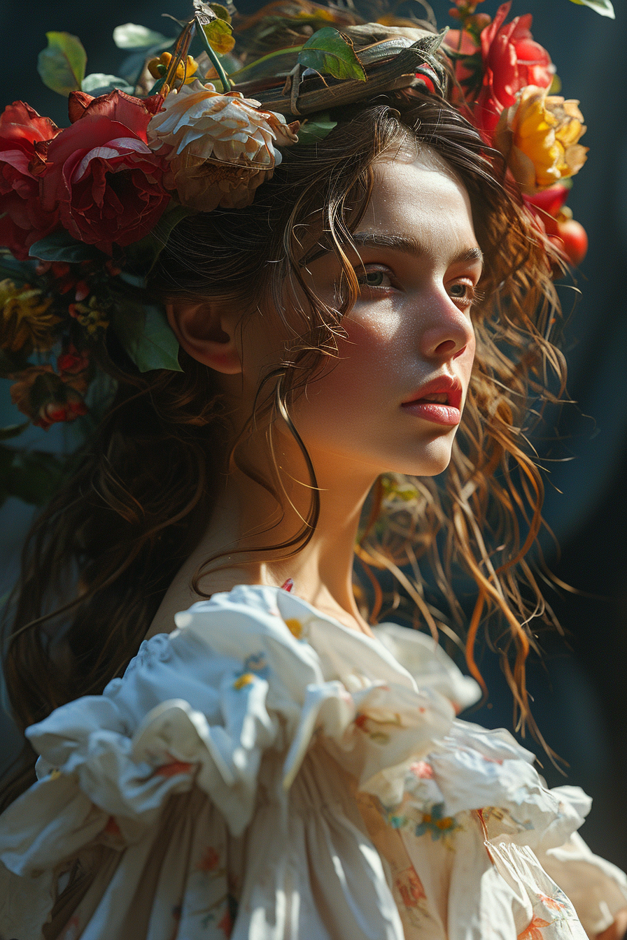 Stunning woman with an apple for a head