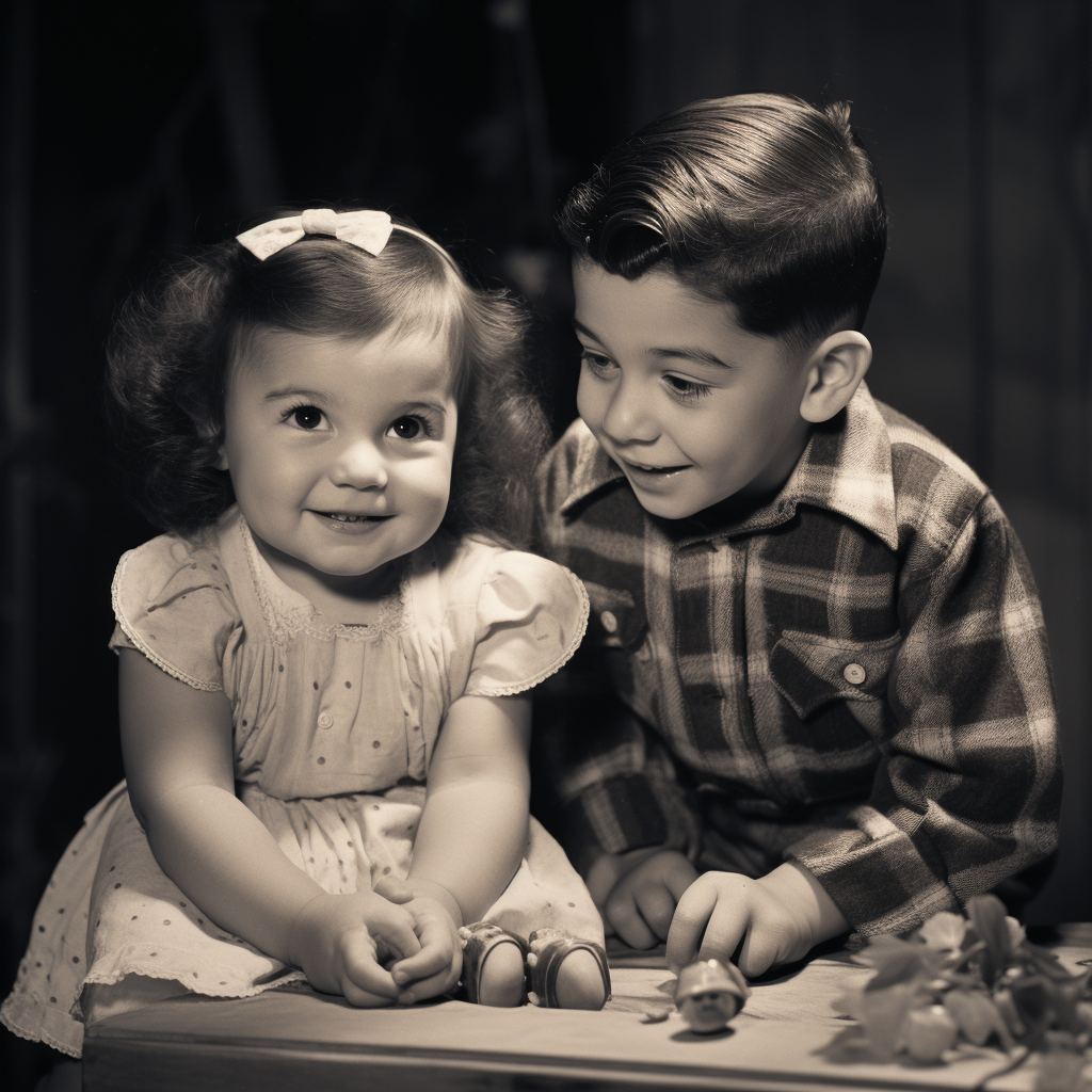 Candid photo of Fritzi and Sal, toddler siblings