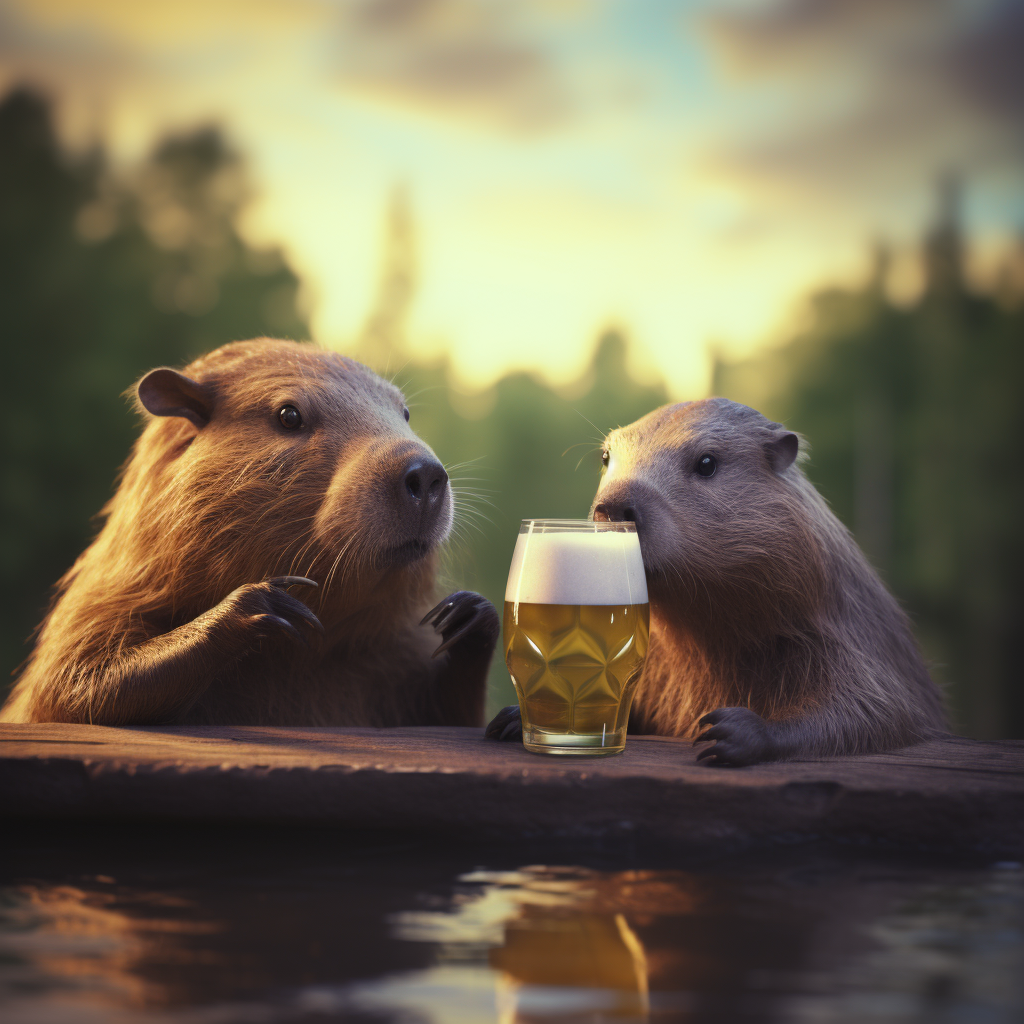 Frog and Capybara enjoying a refreshing beer