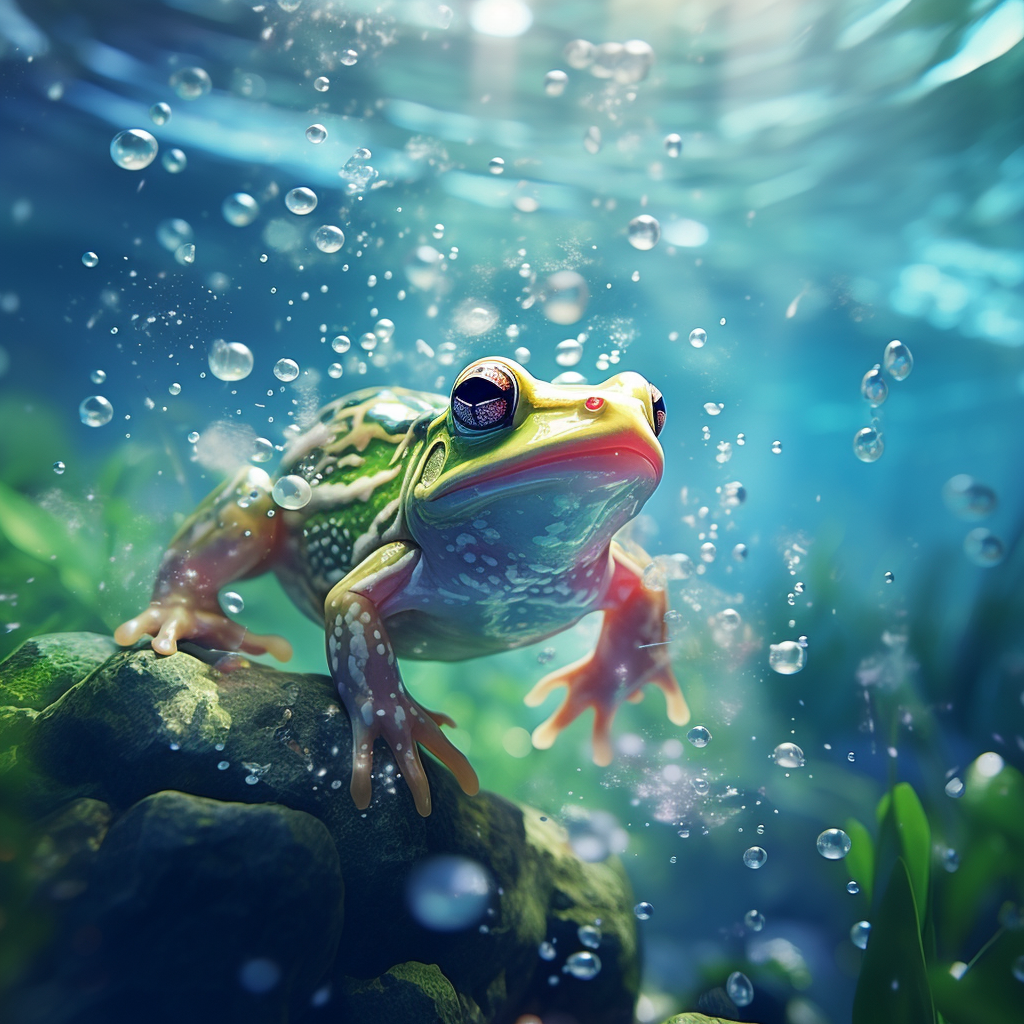 Frog Swimming in Water