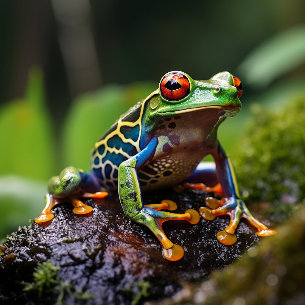 Frog on Green Leaf