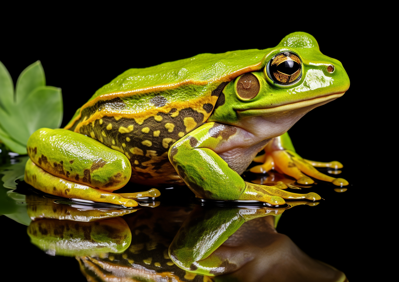 Vibrant Frog hiding on Lily Pad