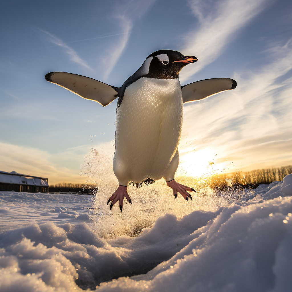 Front flipping penguins in action