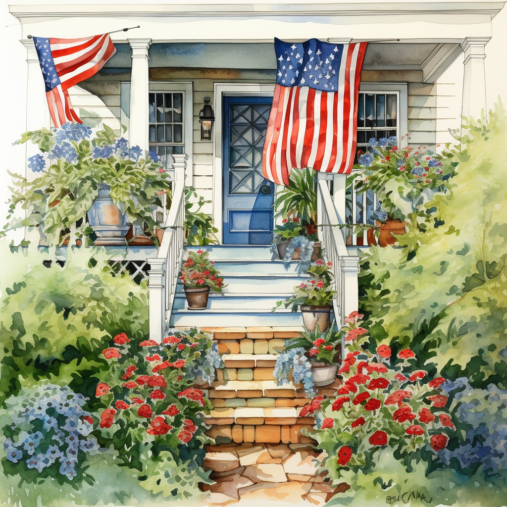 Fourth of July Front Porch Garden Decor