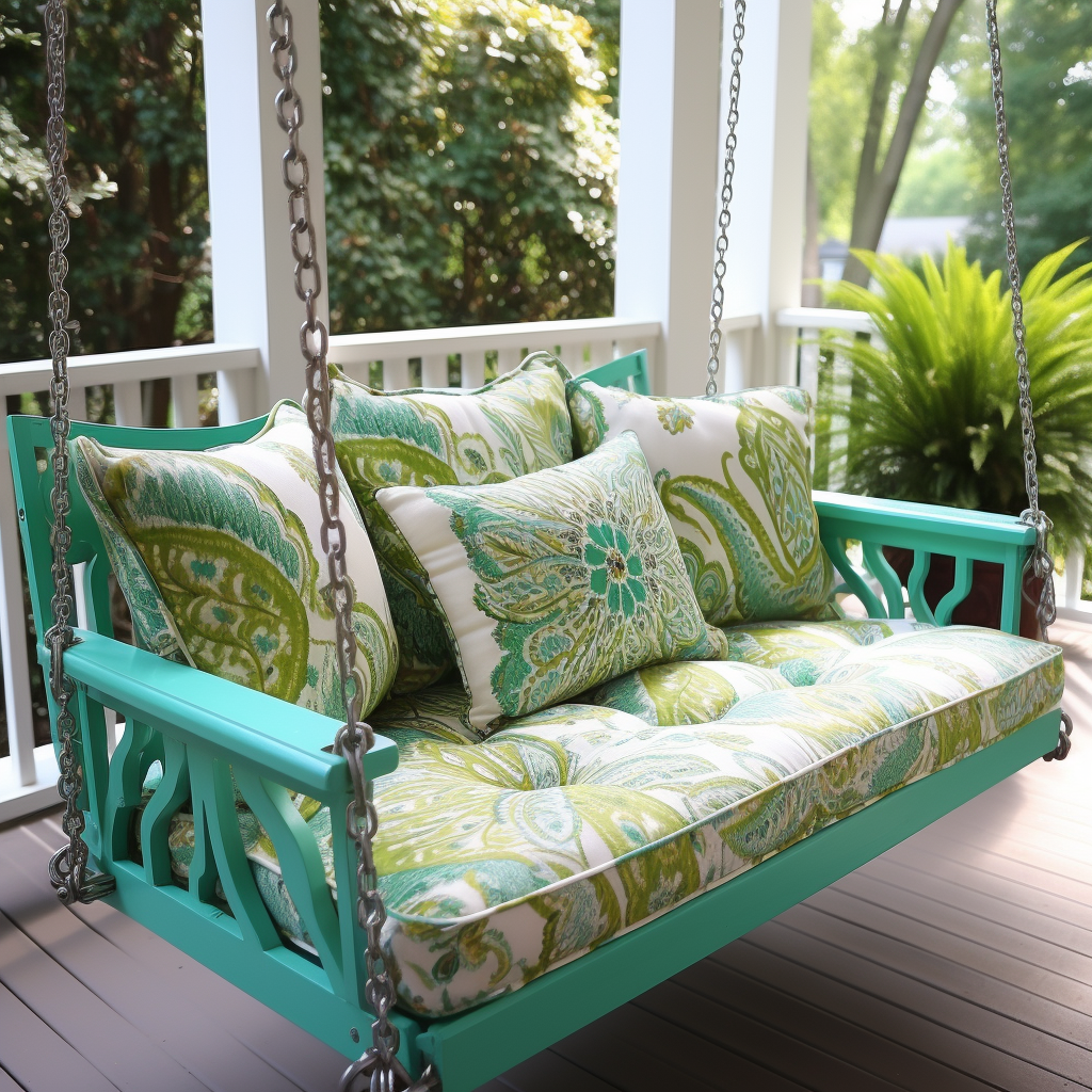 Green Cushioned Porch Swing