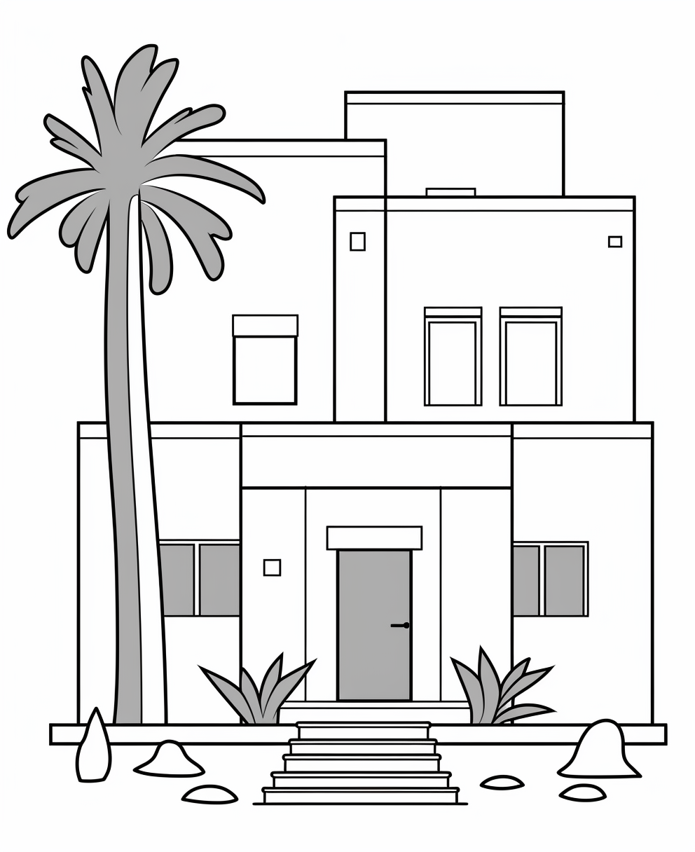 Front View Barragan House Coloring Page for Kids