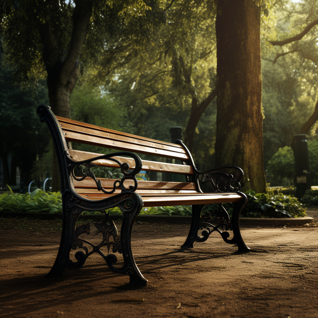 Front view of a park bench