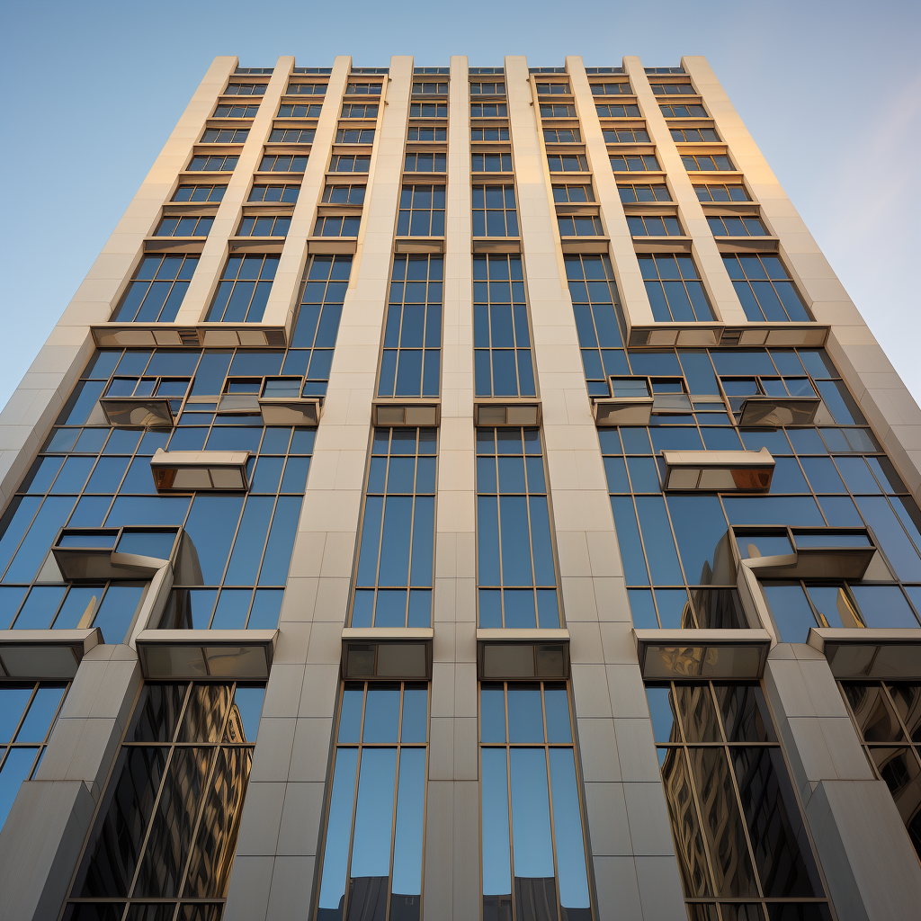 Front view of tall building windows