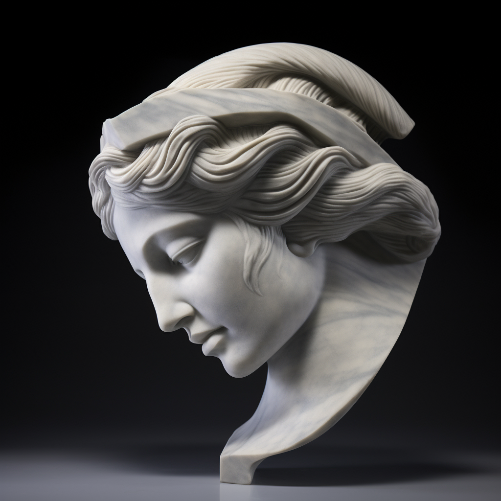 Frontal View Greek Goddess Head Sculpture