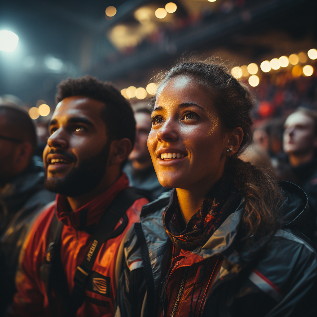 Happy crowd at night race