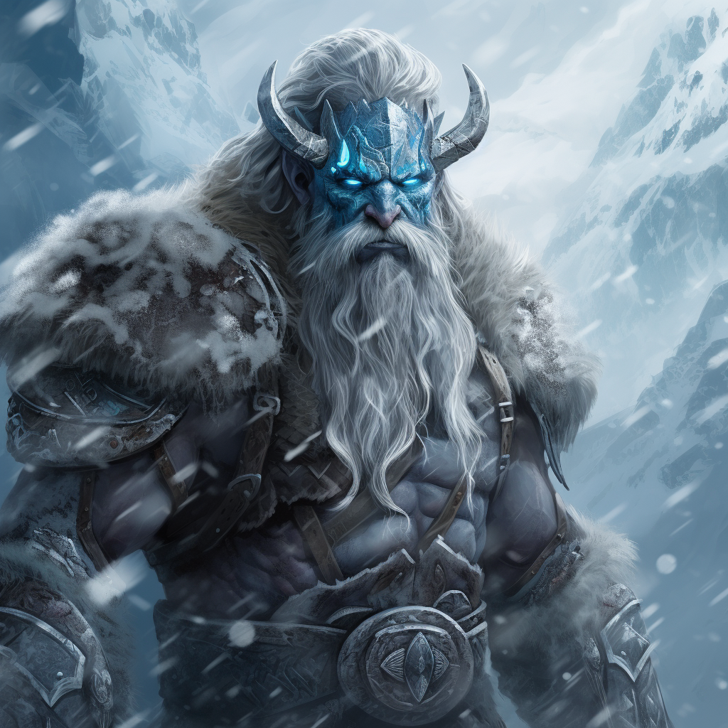 Blue-skinned Frost Giant Viking Paladin