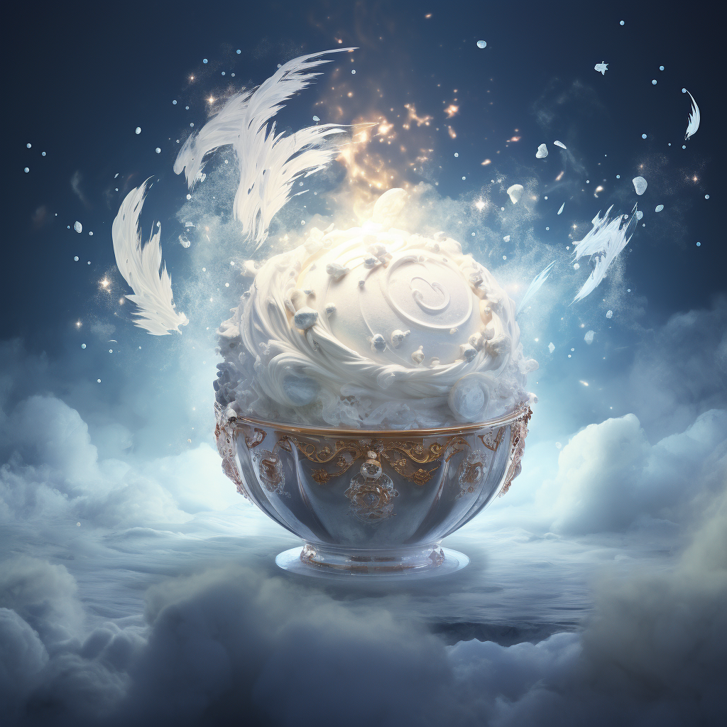 A frosted celestial tea bomb with a Russian sugar ball