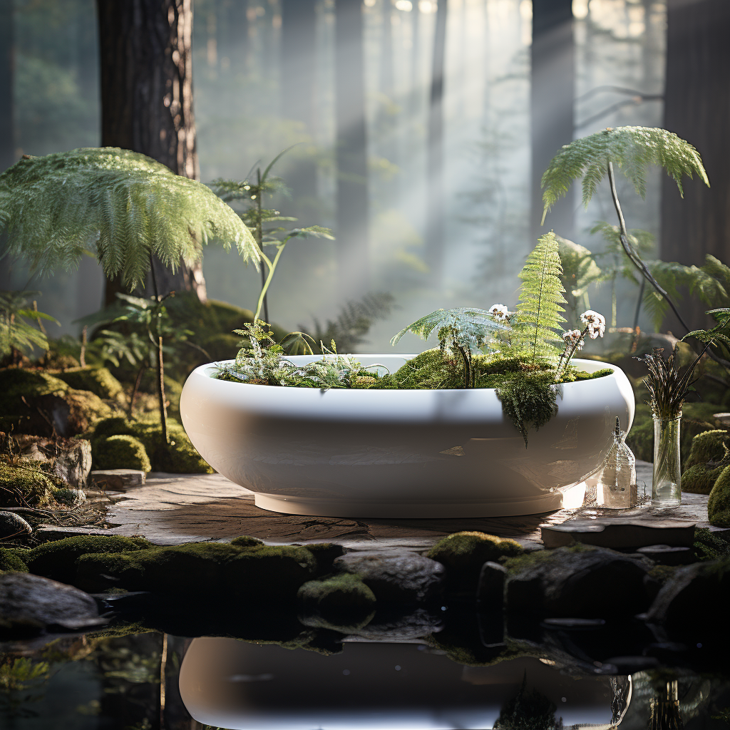 Frosted plastic basin in forest style