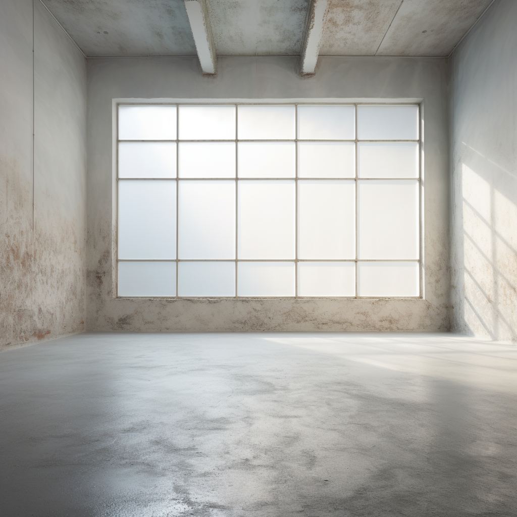 Frosted window in an empty room