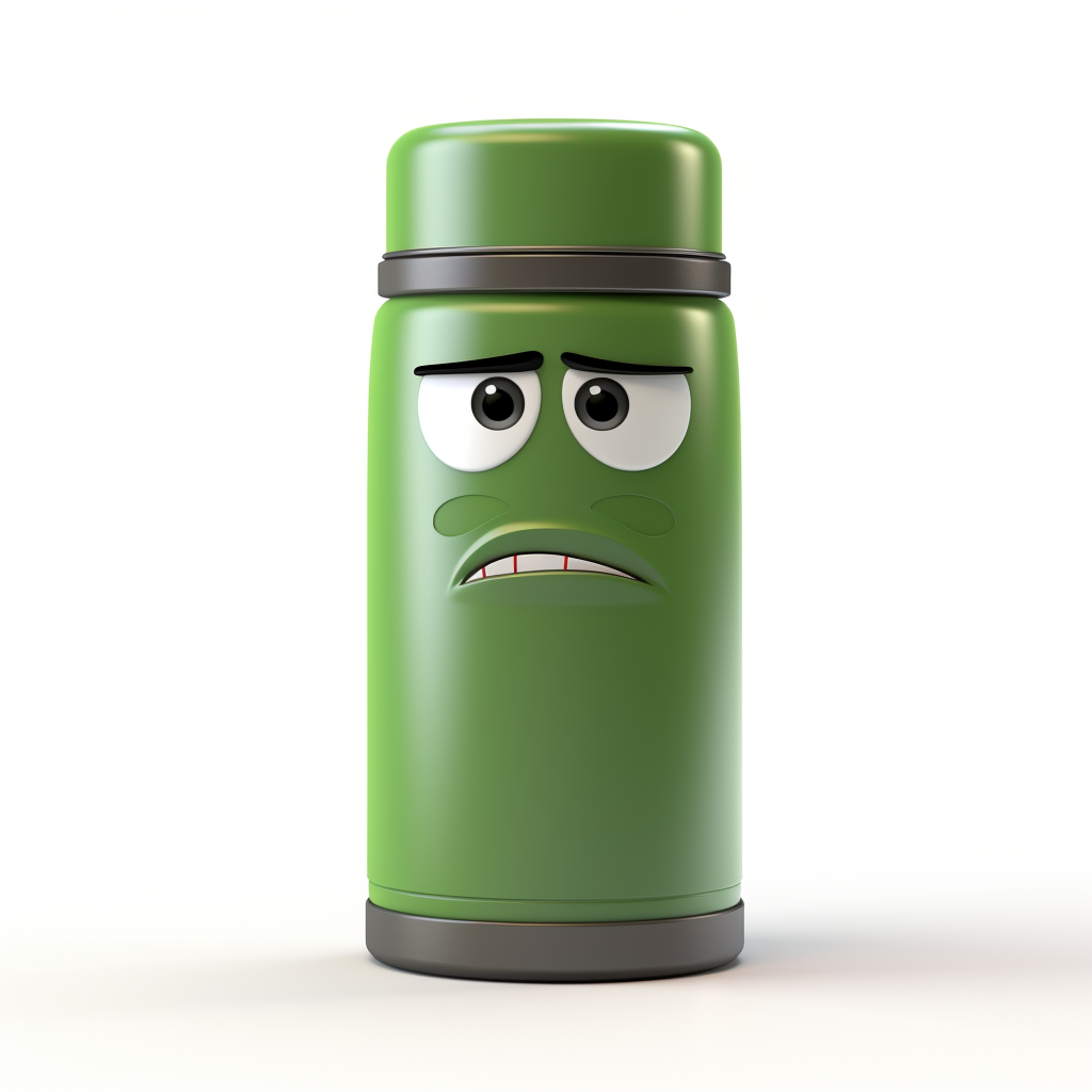 Green Stanley Thermos Frowning Head