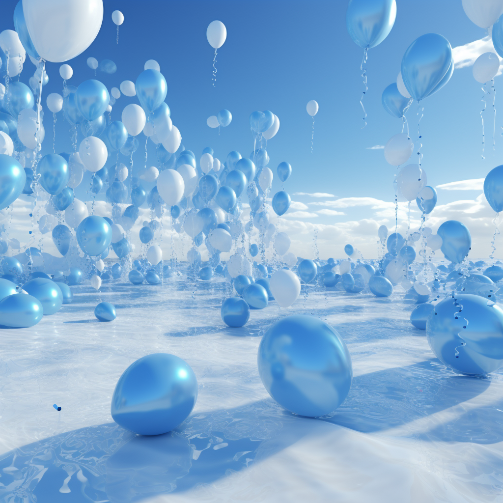 Snowy Frozen Balloons in Blue and White