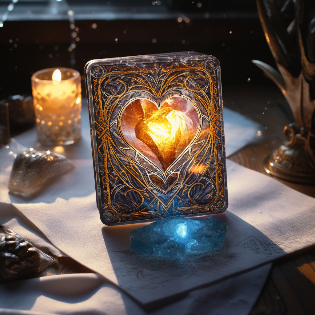 Glowing frozen heart in tarot style