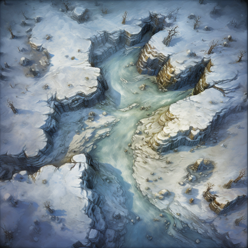 Top-down Frozen North Tundra Battle Map