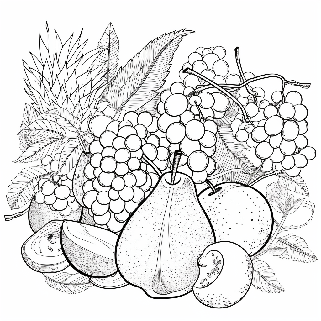 Colorful fruit coloring page for kids