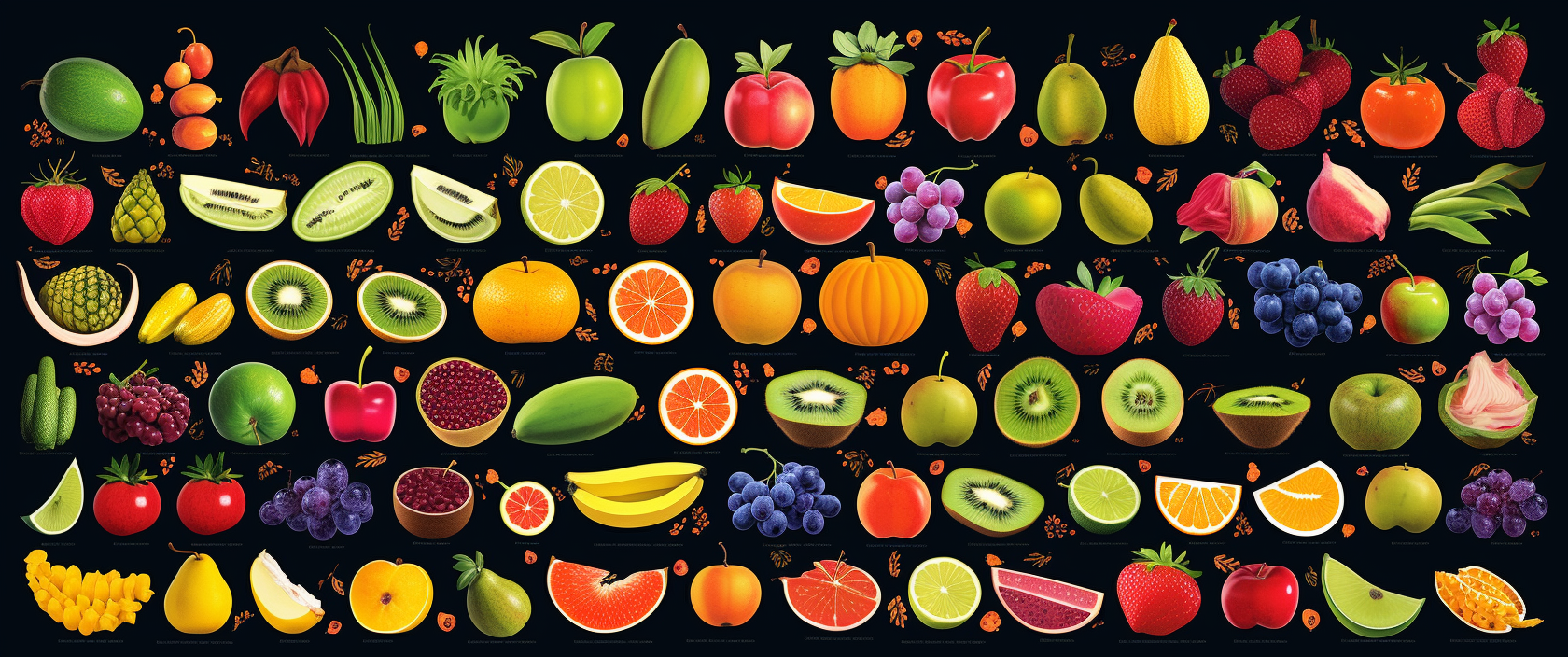 Illustration of various fruits diagram