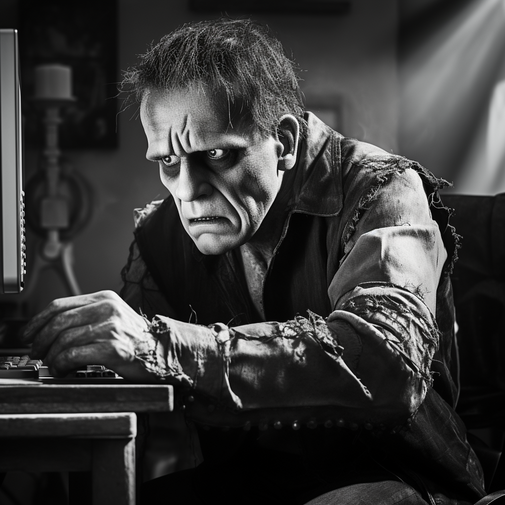 Frankenstein monster using computer