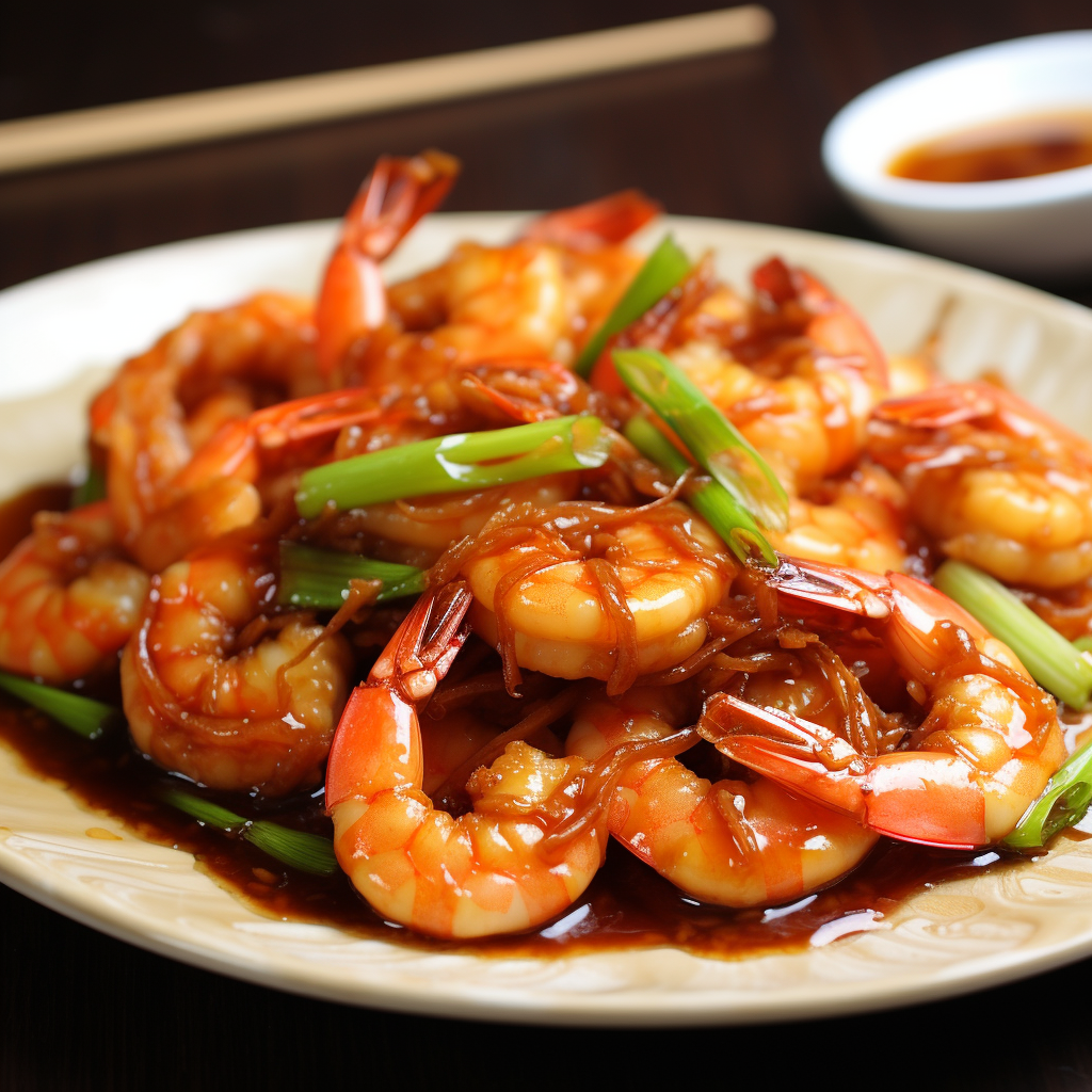 Fry Shrimp with Green Onion