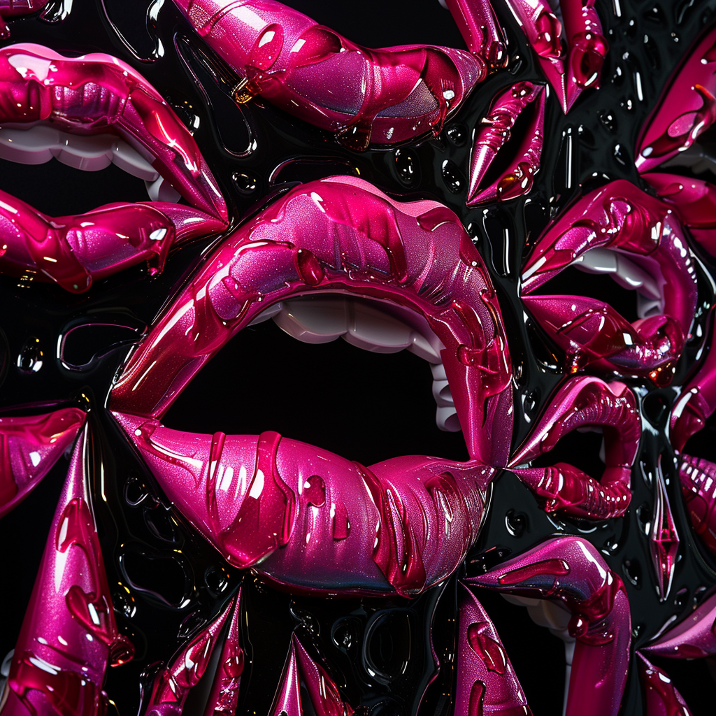 Fuchsia Lips 3D Black Background