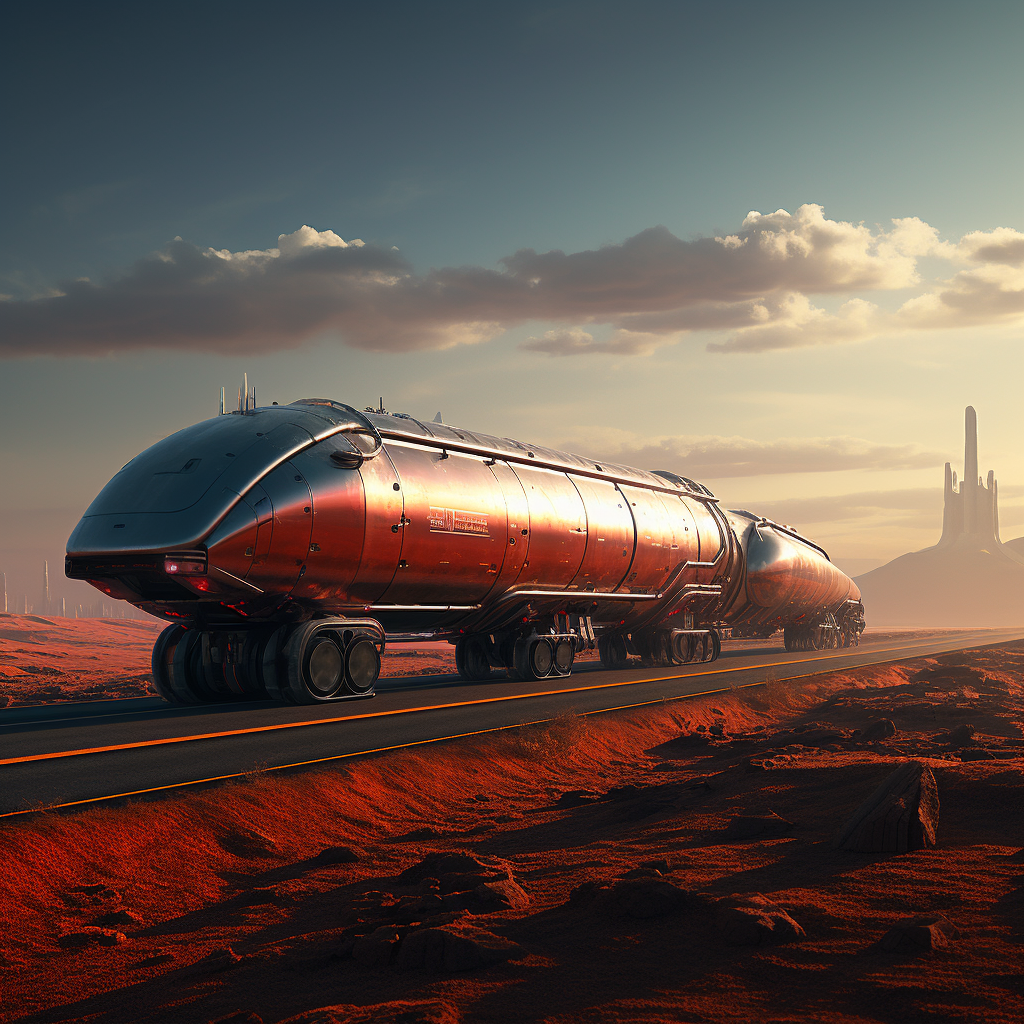 Futuristic fuel tanker truck