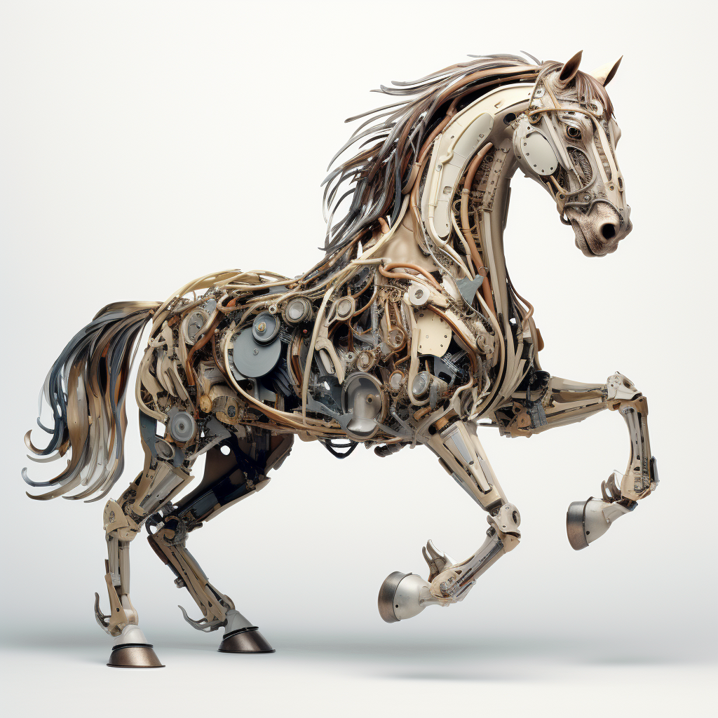 Detailed exploded view of a horse