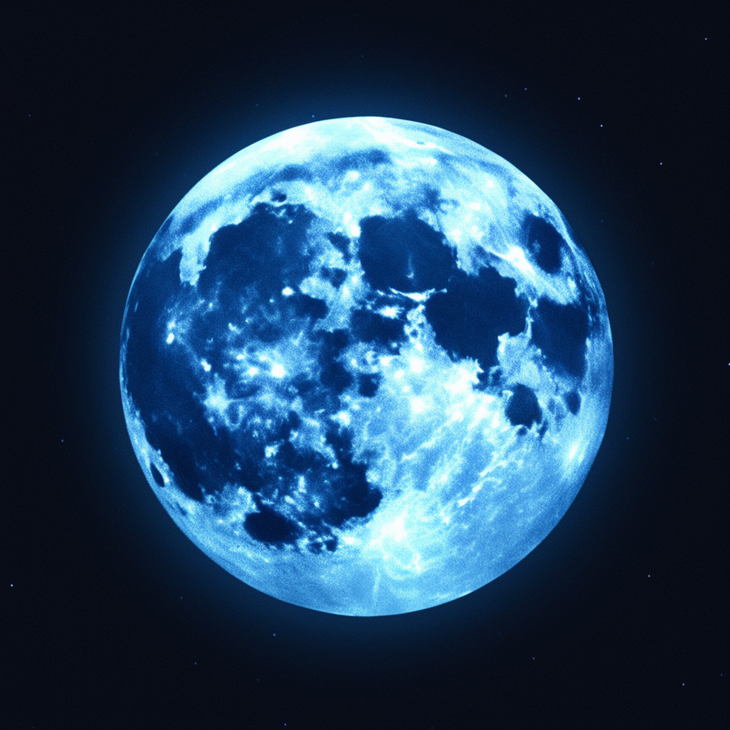 full moon in blue sky