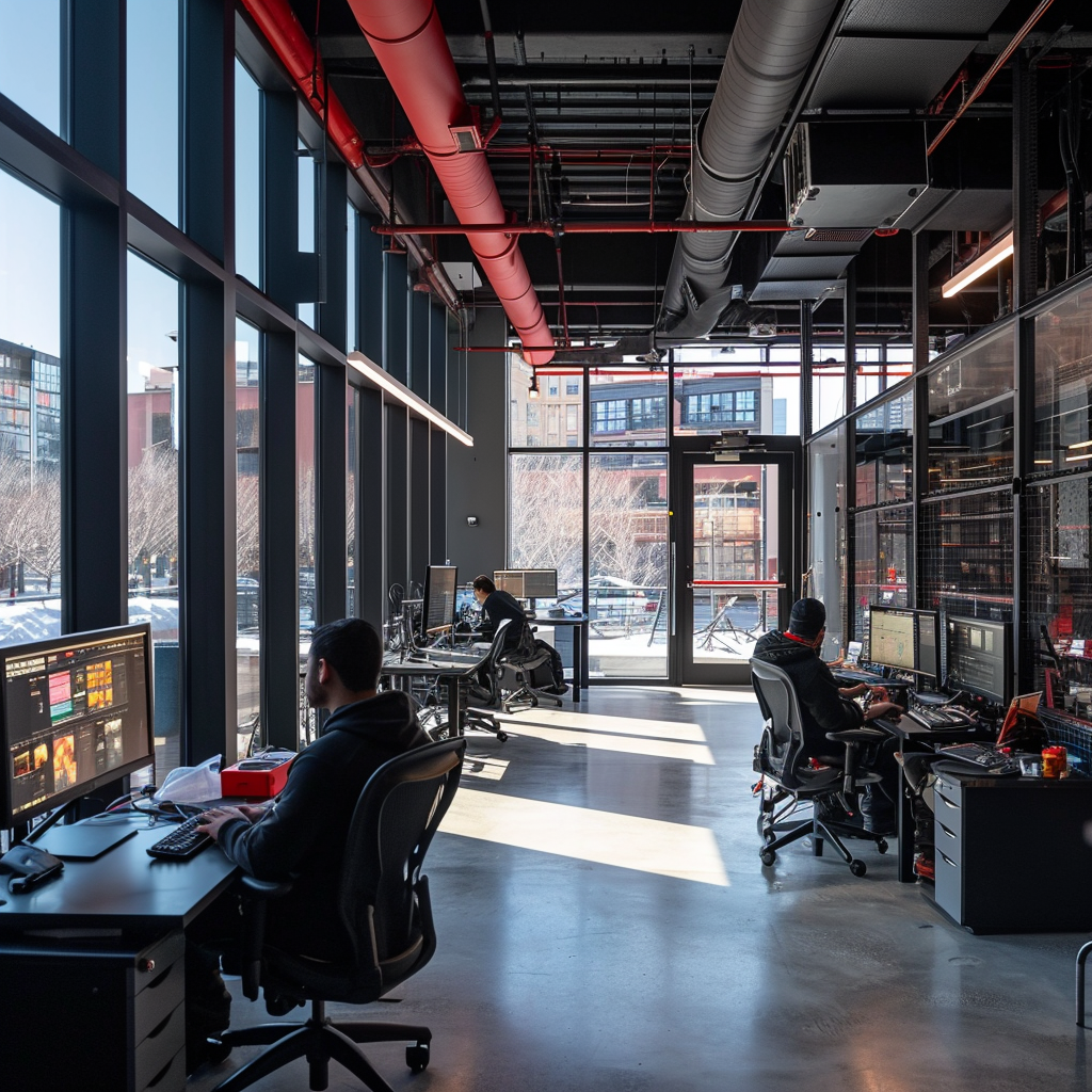 Modern game development building interior in Fulton Market