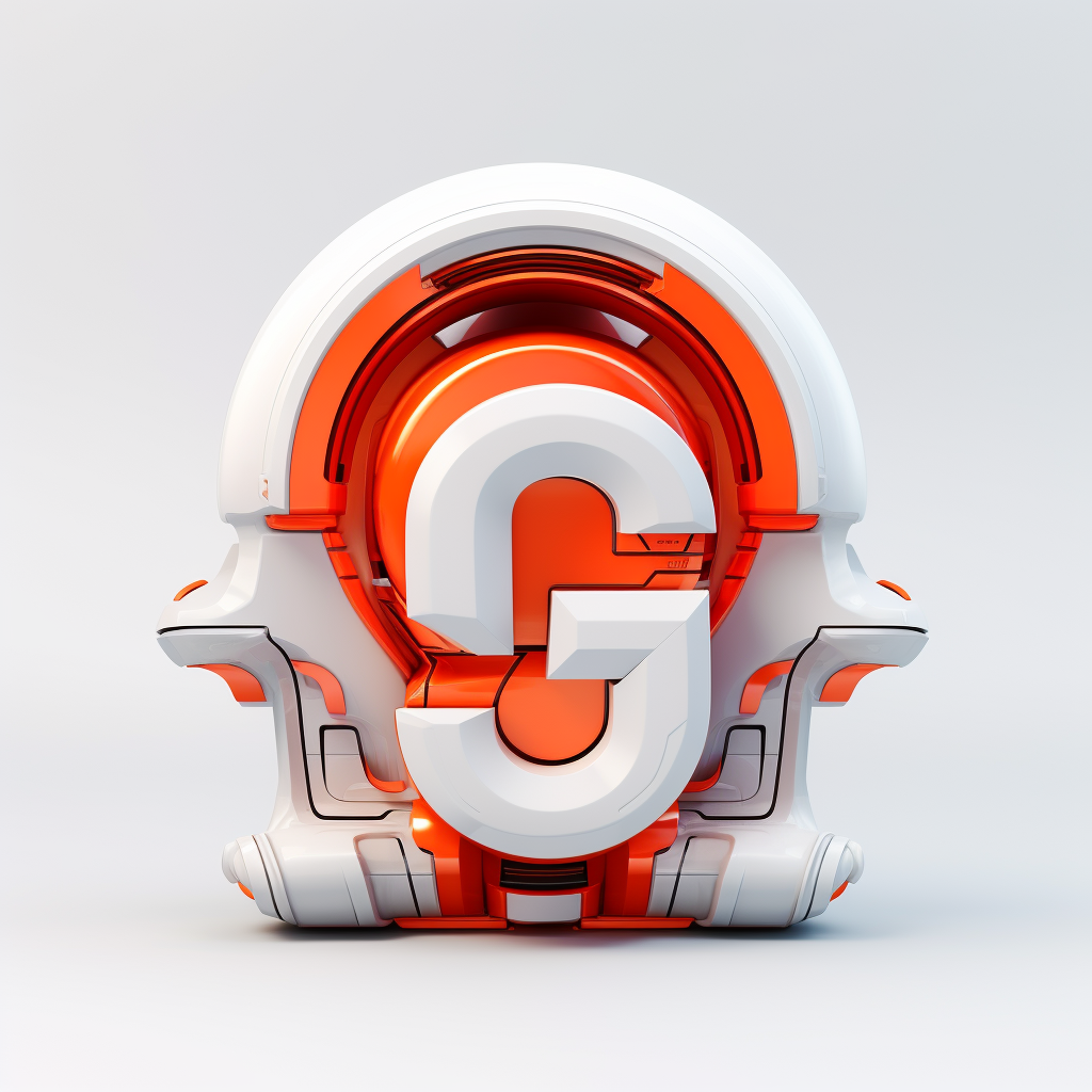 Abstract 3D logo in scarlett orange