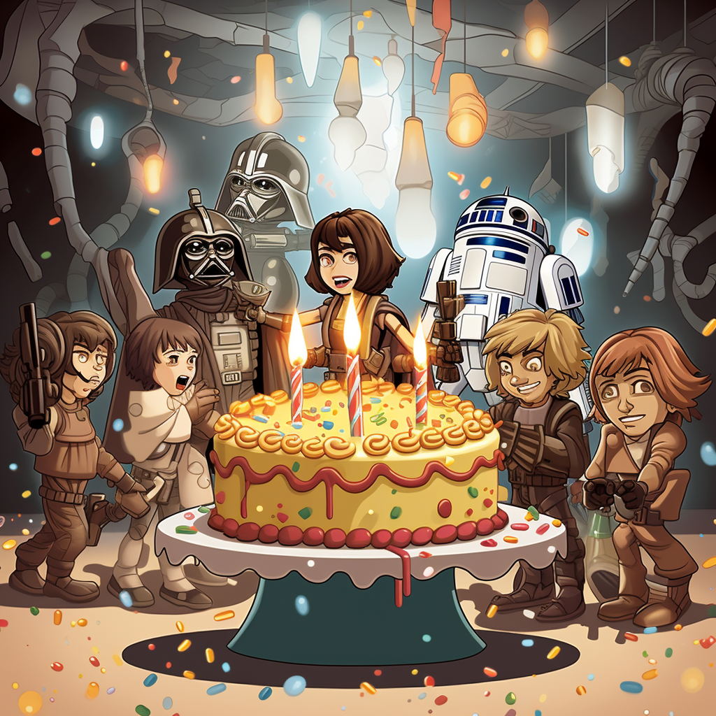 Cartoon Starwars Birthday Card