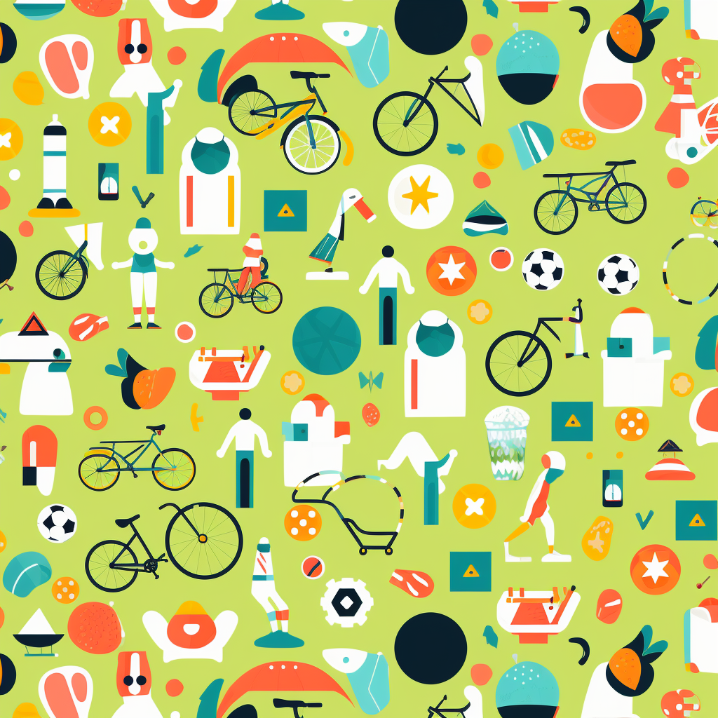 Pattern of Fun Sport Icons and Sunglasses