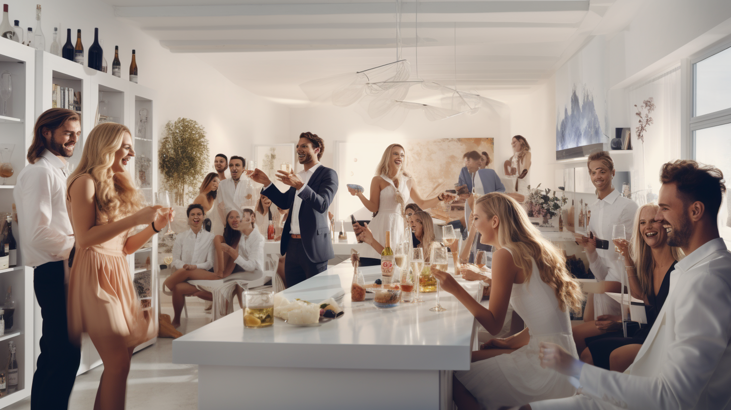 Group of Men and Women Drinking Prosecco and Spritz