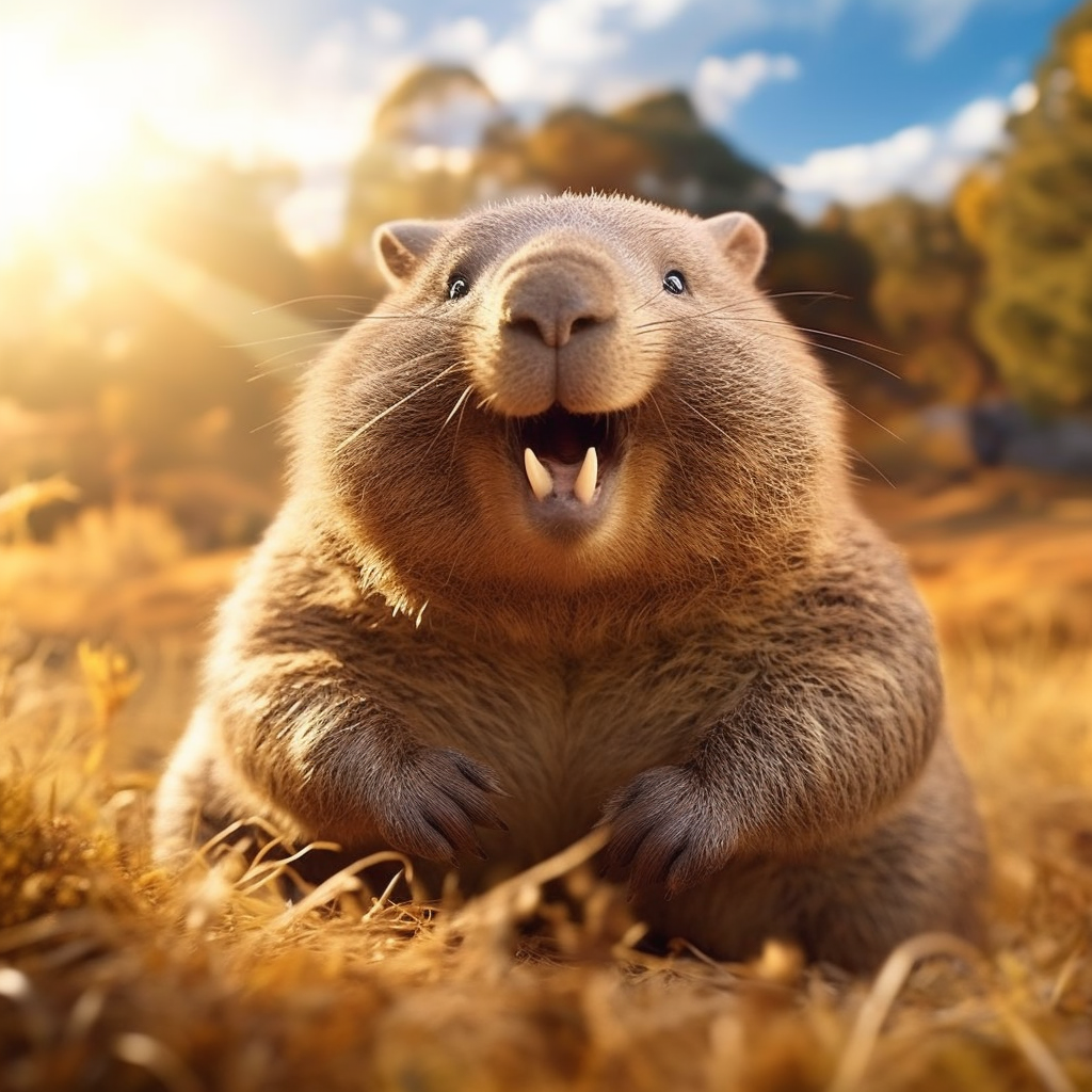 Cute and Happy Wombat Smiling