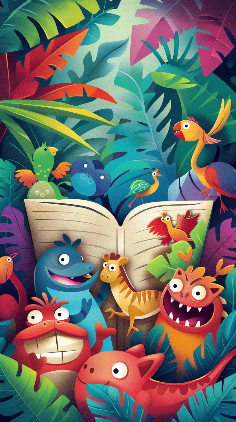 Fun Cartoon Animals Reading Advertisement