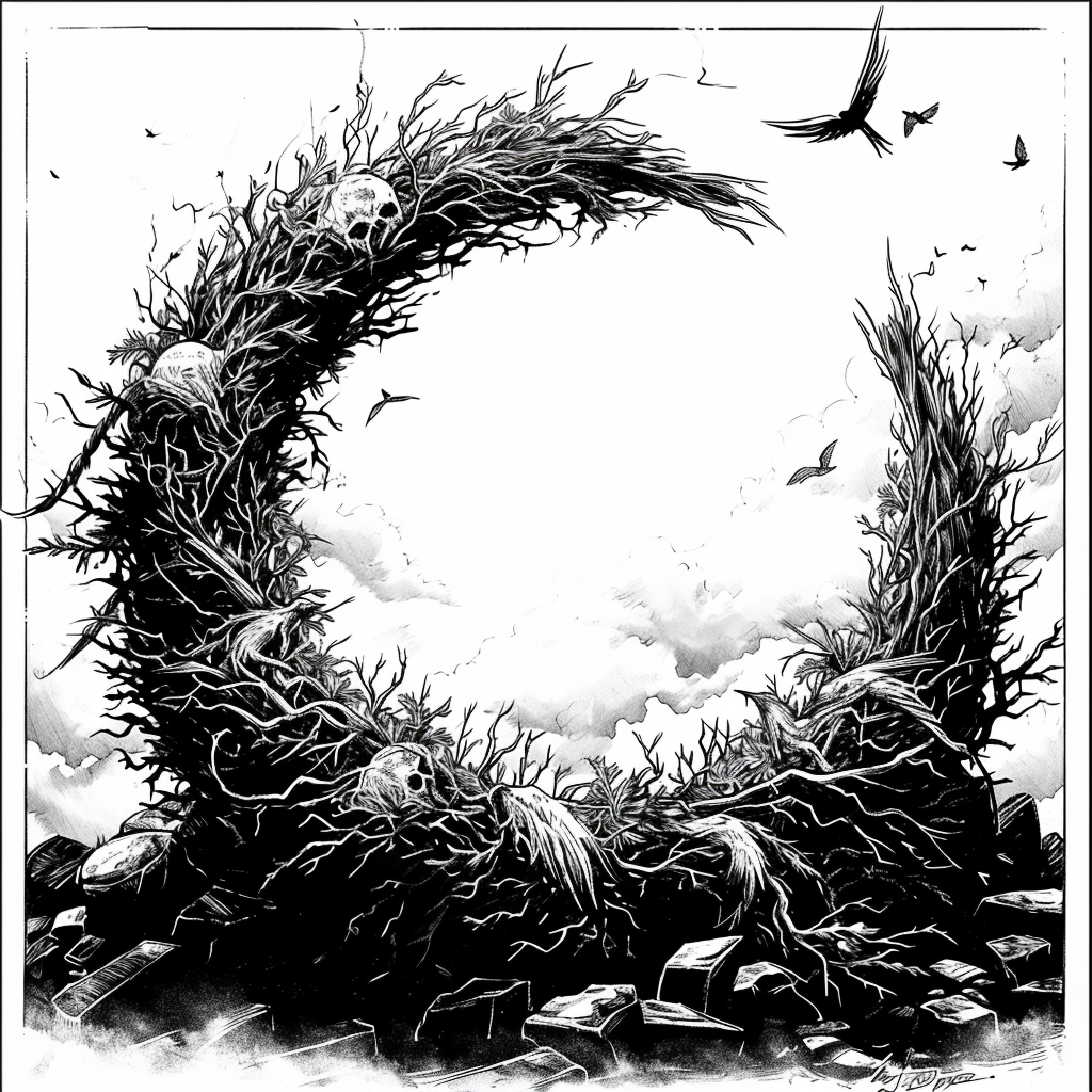 Funeral Wreath Comic Book Lineart