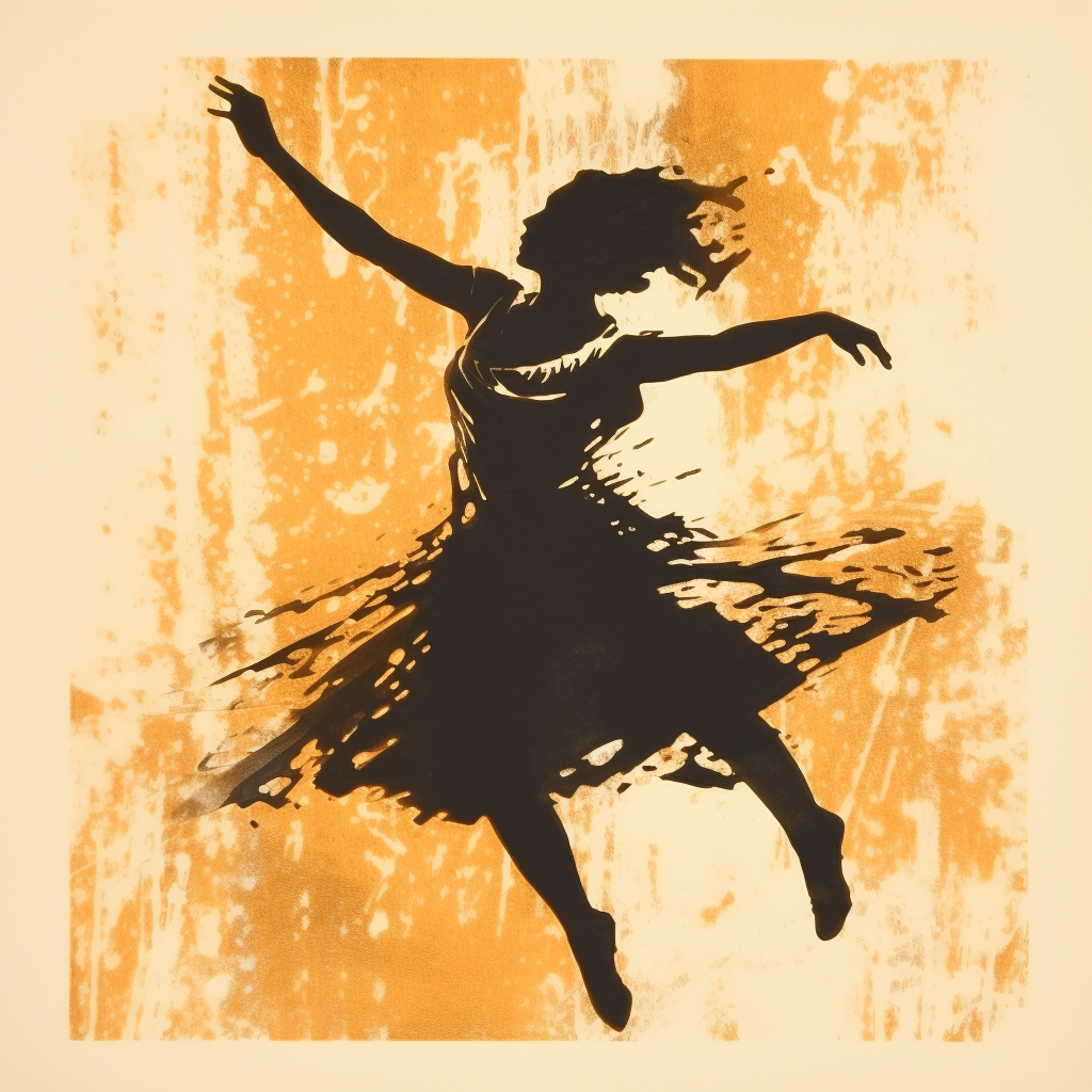 Abstract figure lithograph dance silhouette