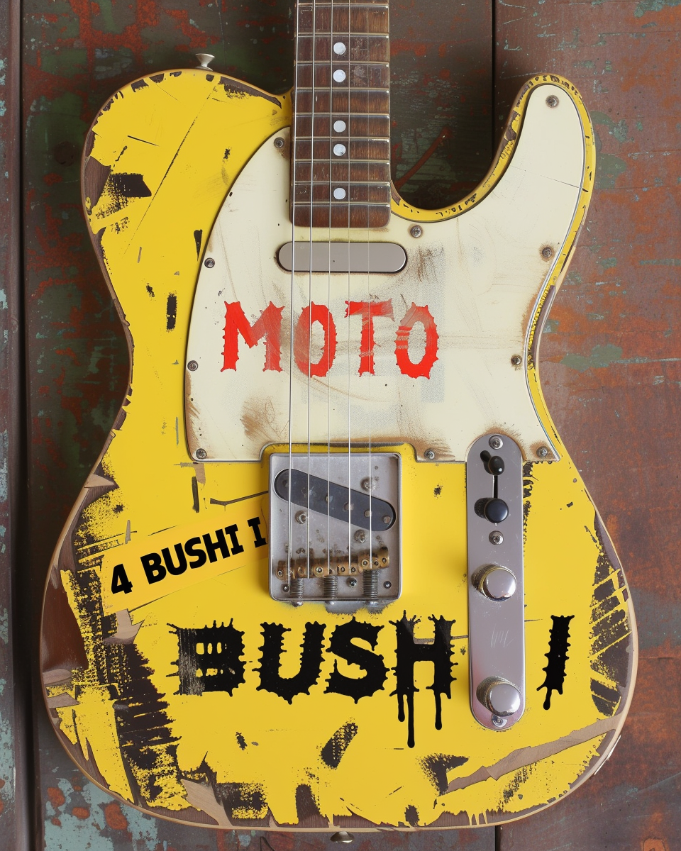 Vintage funky graffiti yellow Fender Telecaster guitar