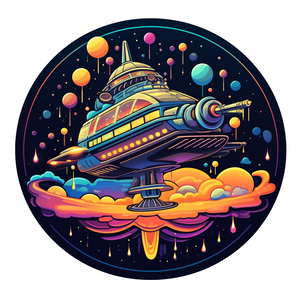 Colorful funkadelic-style mothership icon