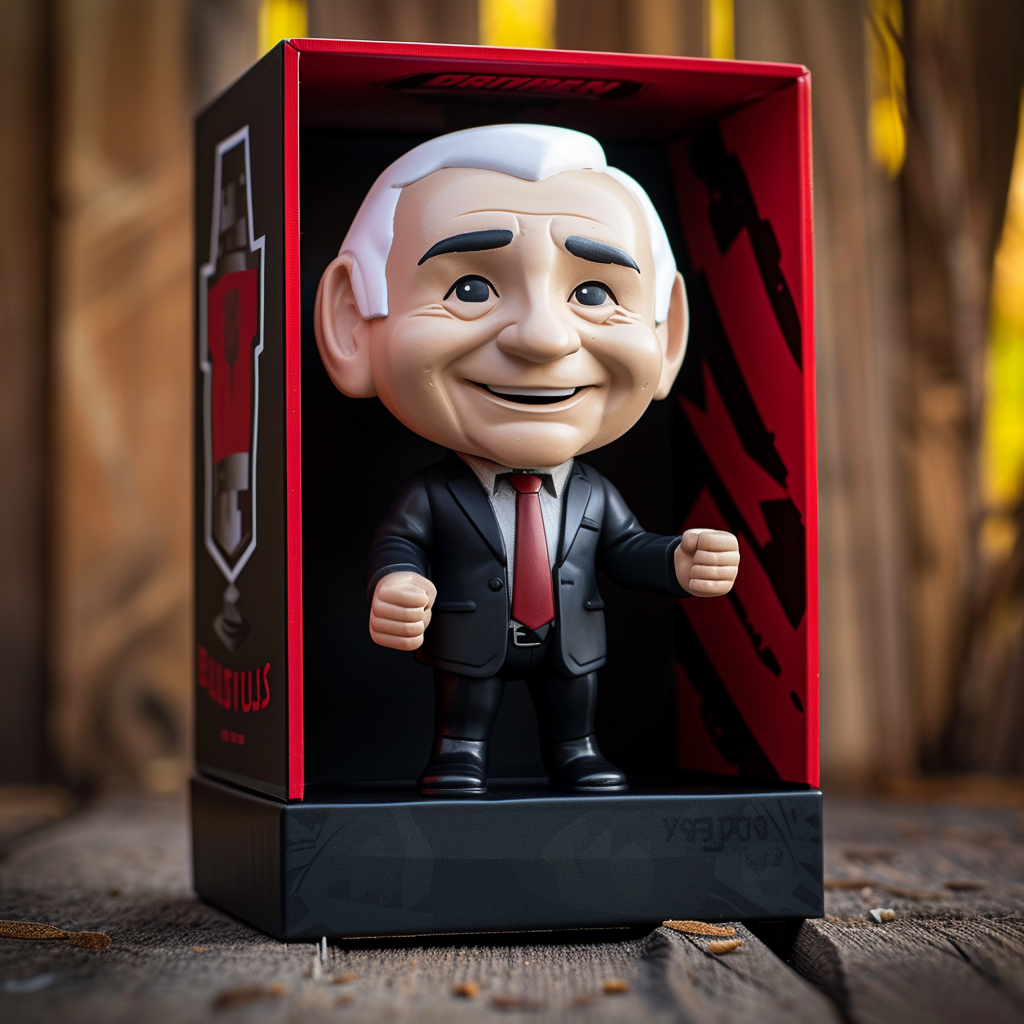 Funko figure of smiling Benjamin Netanyahu in suit